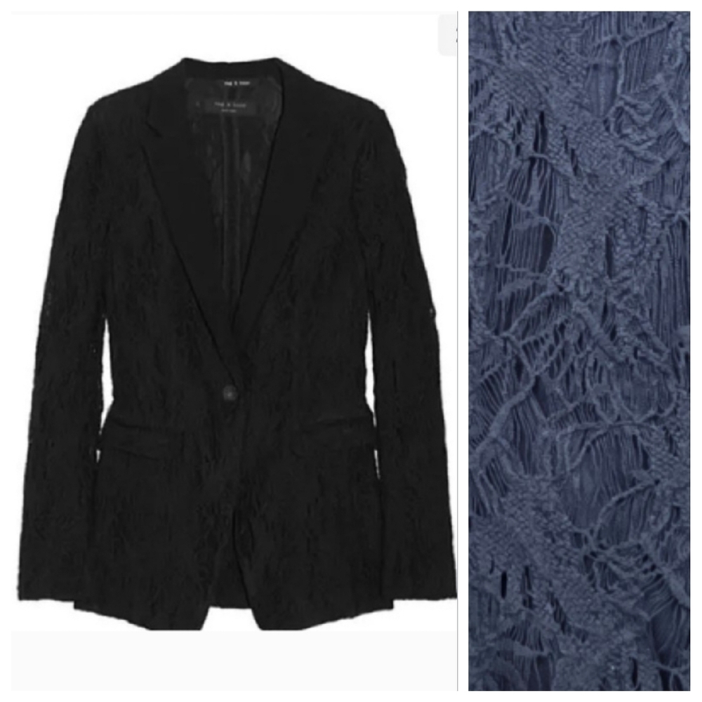 Rag & Bone 42nd Street Distressed Thrashed Lace Blazer Jacket